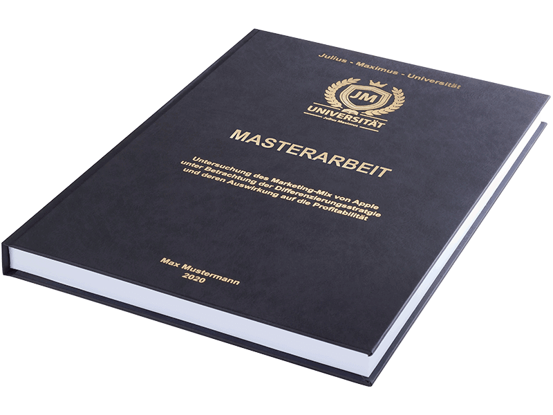Masterarbeit prägen lassen mit der Hardcover-Prägung in Gold