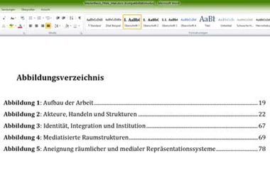 Abbildungsverzeichnis für die Diplomarbeit erstellen