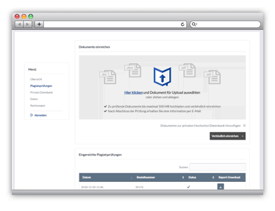 Plagiatssoftware Hochladen
