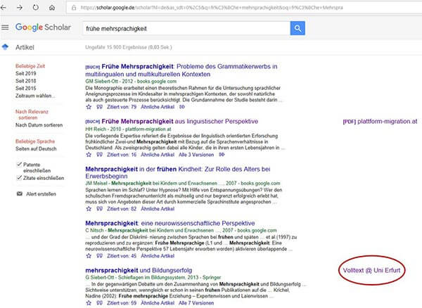 Google Scholar Volltexte