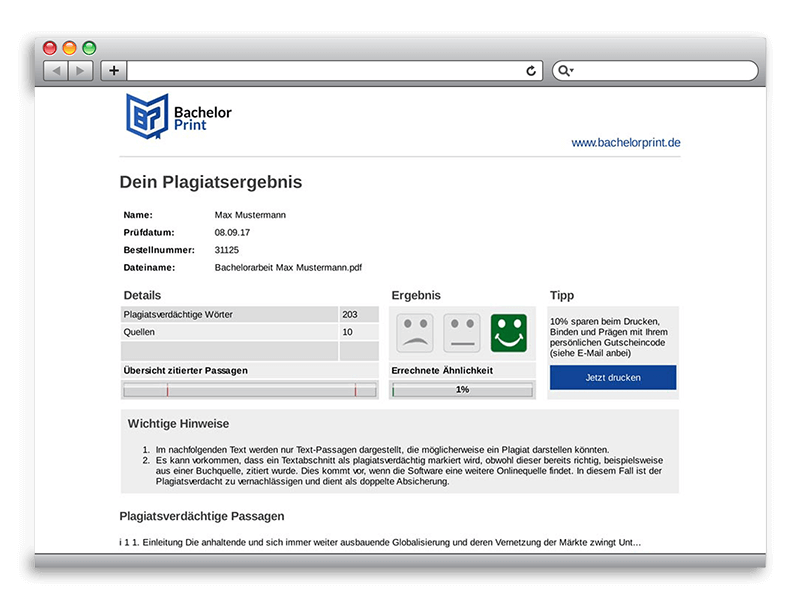 Plagiatsreport Plagiat-Scanner