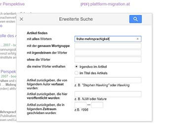 Google Scholar Erweiterte Suche