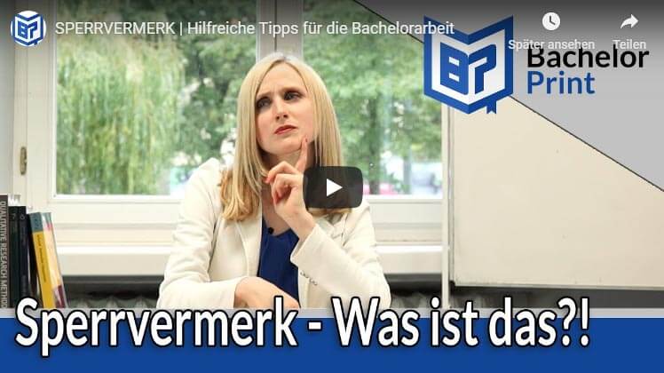 Sperrvermerk Bachelorarbeit Definition Erklärung