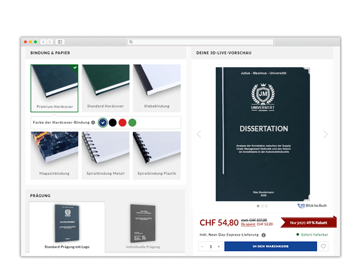 Dissertation binden 3D Vorschau Dissertation binden 3D Vorschau