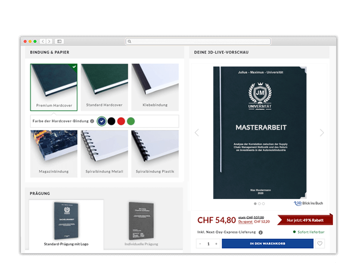 Masterarbeit binden 3D Vorschau