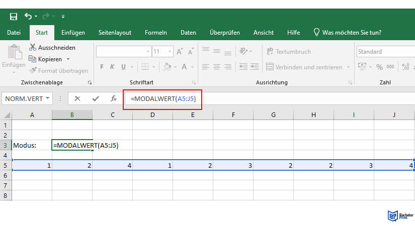 Modus-Excel Schritt 2