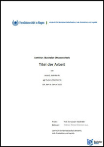 Deckblatt Vorlagen - Vorlage FernUniversität Hagen
