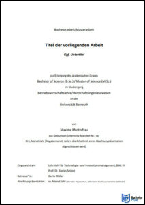 Deckblatt Masterarbeit - Vorlage Universität Bayreuth