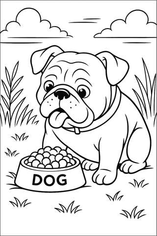 Ausmalbilder Hund - Bulldogge-2