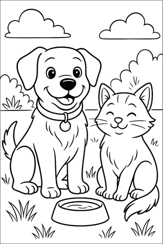 Ausmalbilder Hund und Katze-1