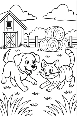 Ausmalbilder Hund und Katze-2