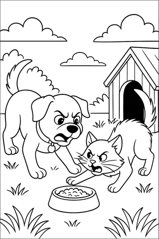 Ausmalbilder Hund und Katze-3