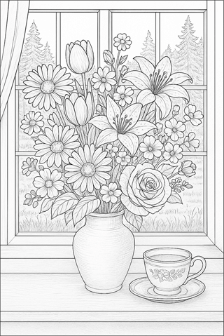 Ausmalbilder Blume für Erwachsene-2