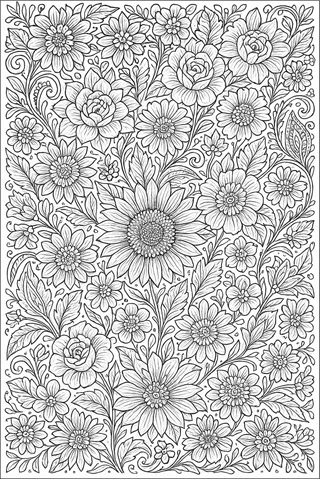 Ausmalbilder Blume für Erwachsene-3