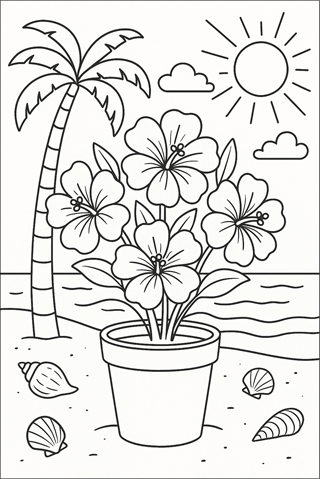 Ausmalbilder Blume im Topf-1