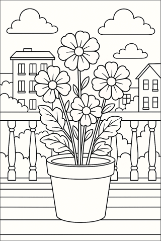 Ausmalbilder Blume im Topf-3