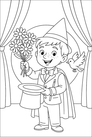Ausmalbilder Blume mit Kindern-3