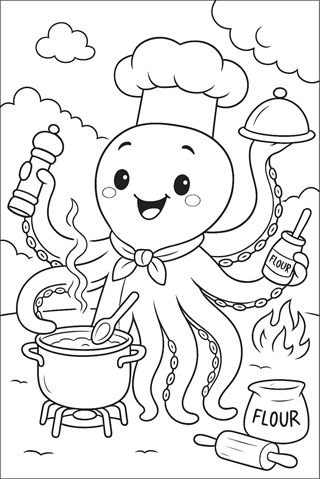 Ausmalbilder Oktopus - Berufe-2