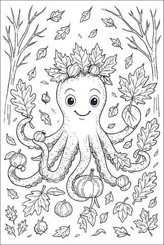 Ausmalbilder Oktopus - Jahreszeiten-2
