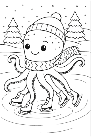 Ausmalbilder Oktopus - Jahreszeiten-3