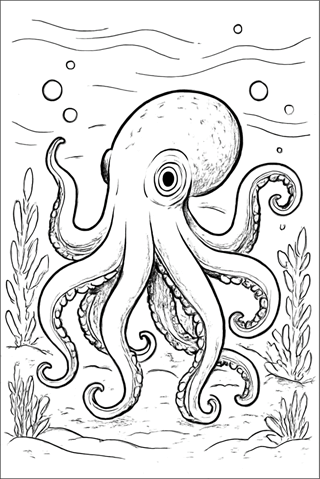 Ausmalbilder Oktopus für Erwachsene-1