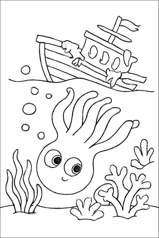 Ausmalbilder Oktopus für Kinder-3