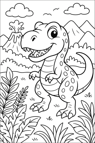 Ausmalbilder-T-Rex-für-Kinder-1