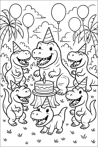Ausmalbilder-T-Rex-mit-anderen-Dinos-3
