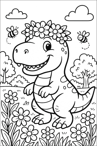 Ausmalbilder-T-Rex-süß-1