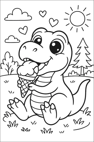 Ausmalbilder-T-Rex-süß-3