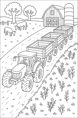 Ausmalbilder-Traktor-mit-Anhaenger-1