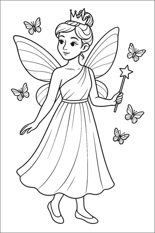 Ausmalbilder Prinzessin als Fee-1