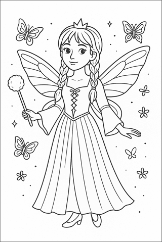 Ausmalbilder Prinzessin als Fee-2