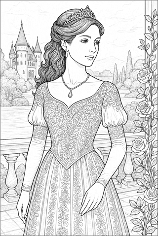 Ausmalbilder Prinzessin für Erwachsene-1