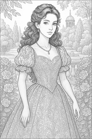 Ausmalbilder Prinzessin für Erwachsene-3