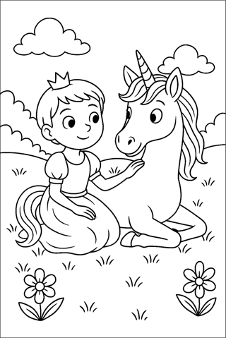 Ausmalbilder Prinzessin mit Einhorn-2